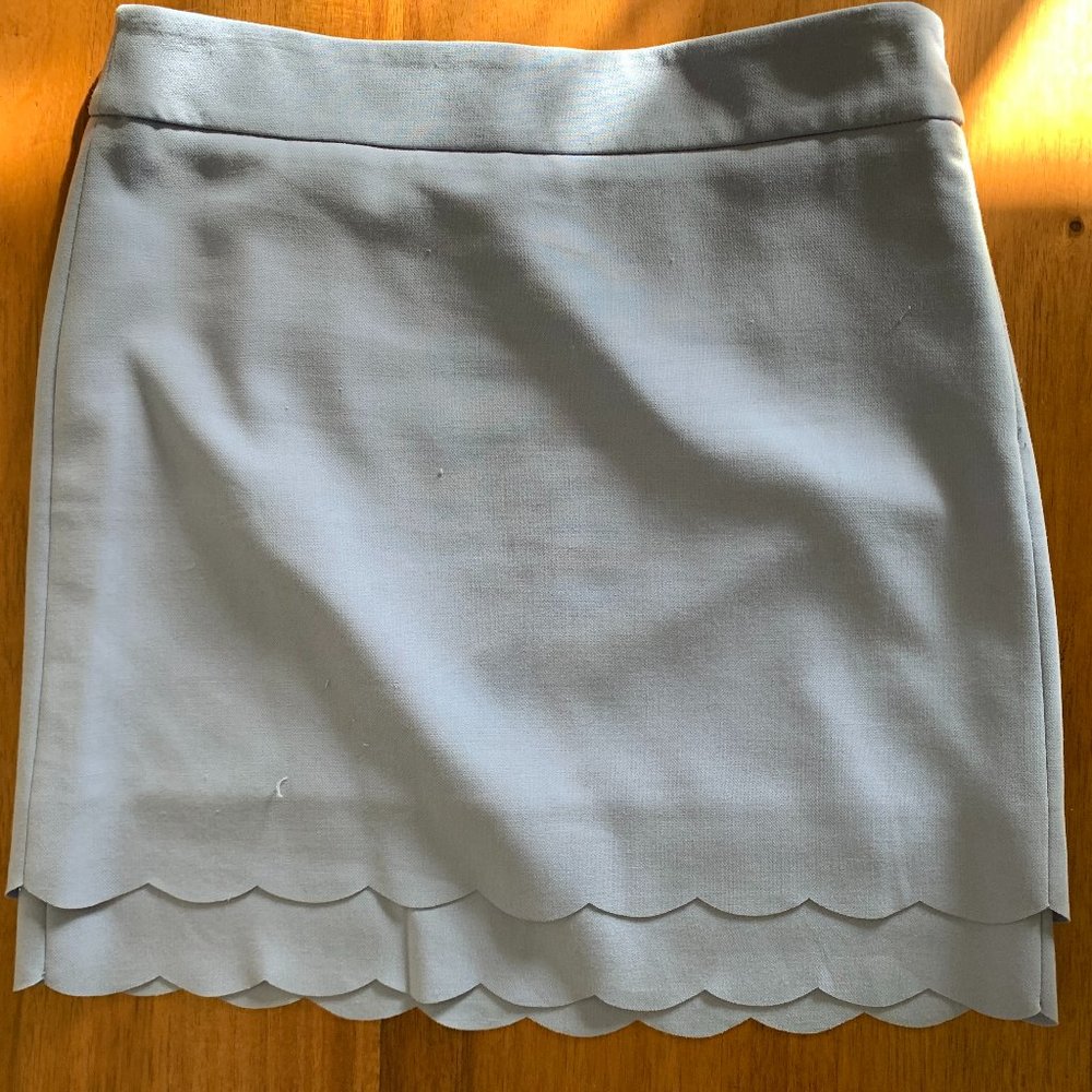 Ann Taylor Loft Light Blue Scalloped Mini Skirt